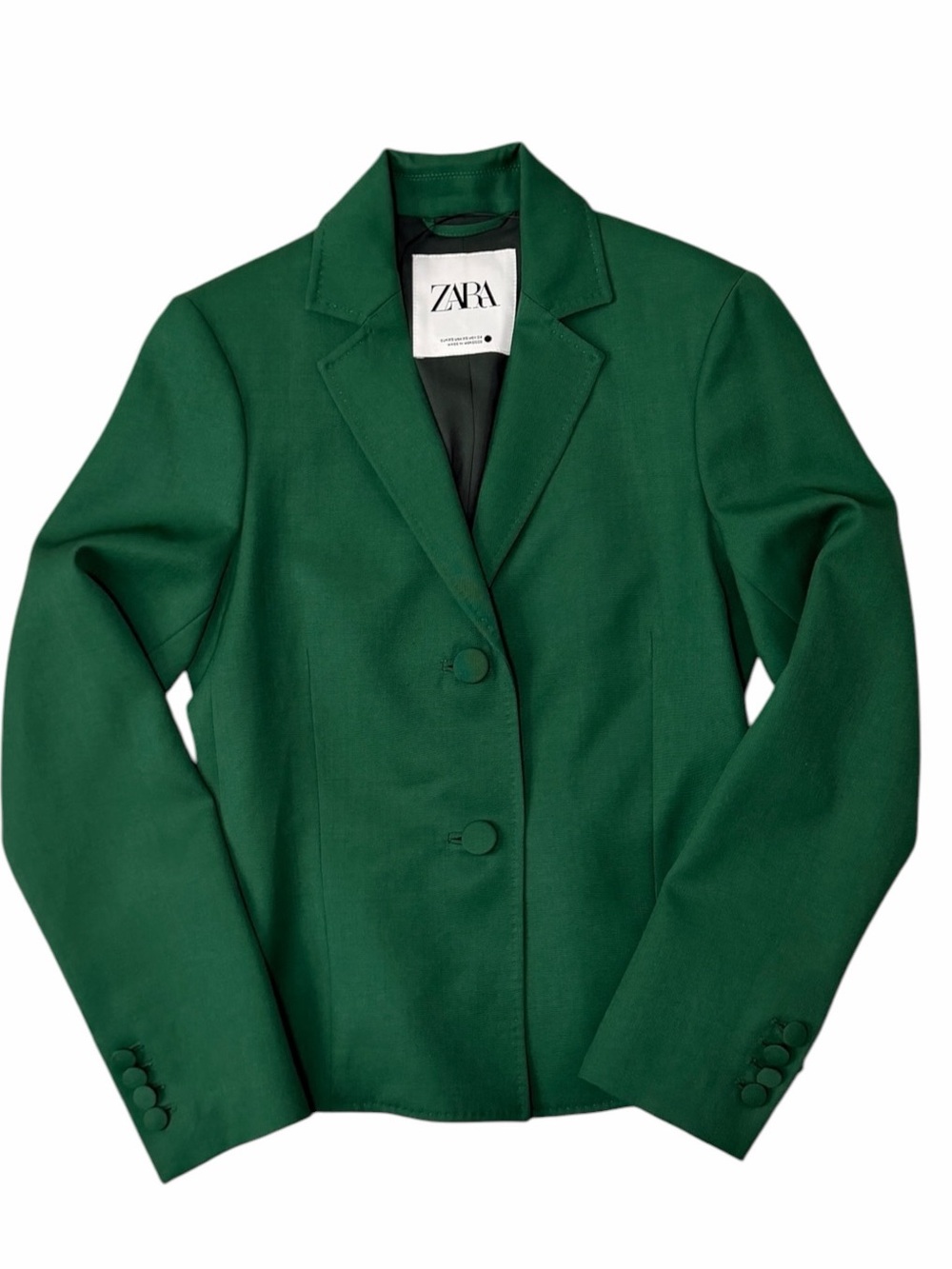 ZARA Emerald Green Blazer Tailored Fit Size XS